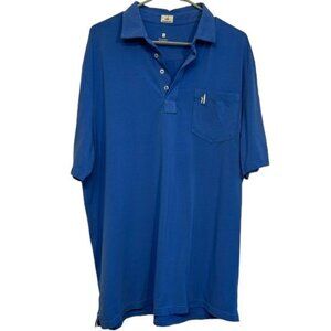 Men's Johnnie-O Blue Pocket Polo Shirt "Hangin Out" Iconic Shirt Size XL EUC